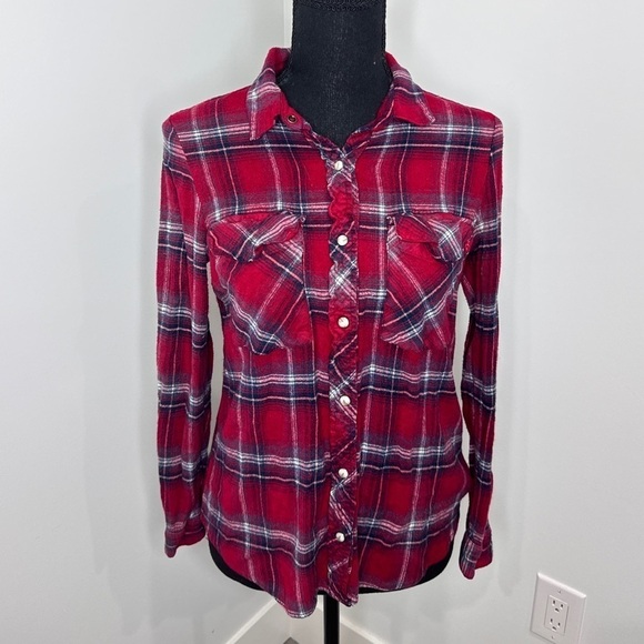 Forever21 Plaid Women’s Red Button Up (L) - Picture 2 of 7
